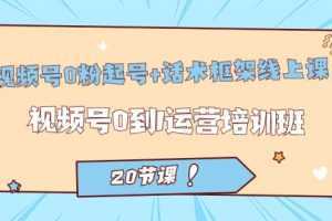 视频号·0粉起号+话术框架线上课：视频号0到1运营培训班