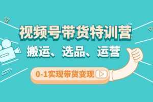 视频号带货特训营(第3期)：搬运、选品、运营、0-1实现带货变现