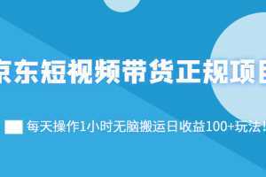 京东短视频带货正规项目:每天操作1小时无脑搬运日收益100+玩法!